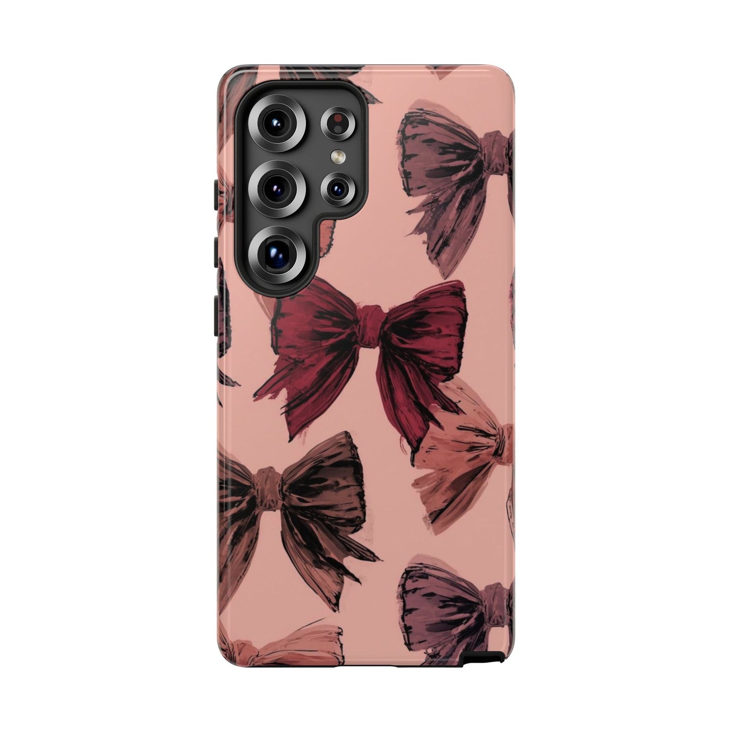 Bow Pattern Tough Phone Case — Pink Watercolor Bows Protective iPhone Cover