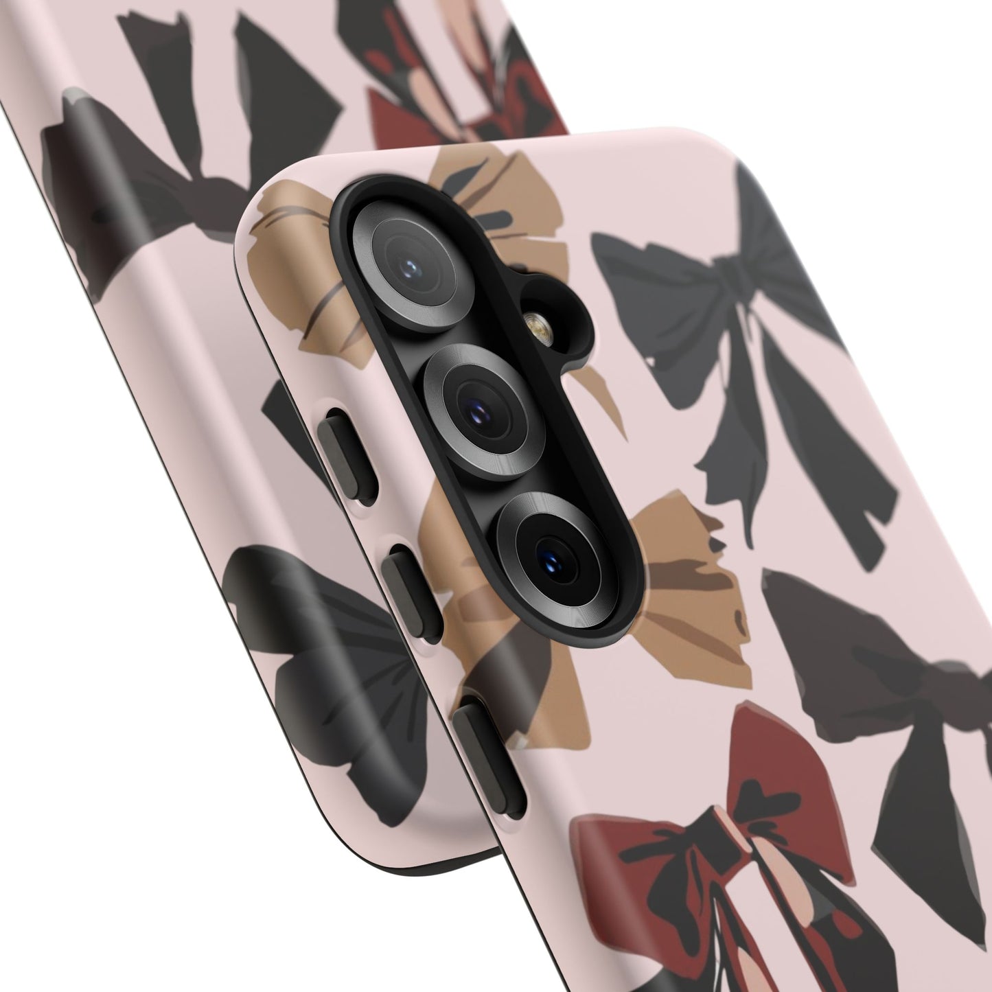 Bow Pattern Phone Case - Pink, Brown & Black Bows Protective Cover