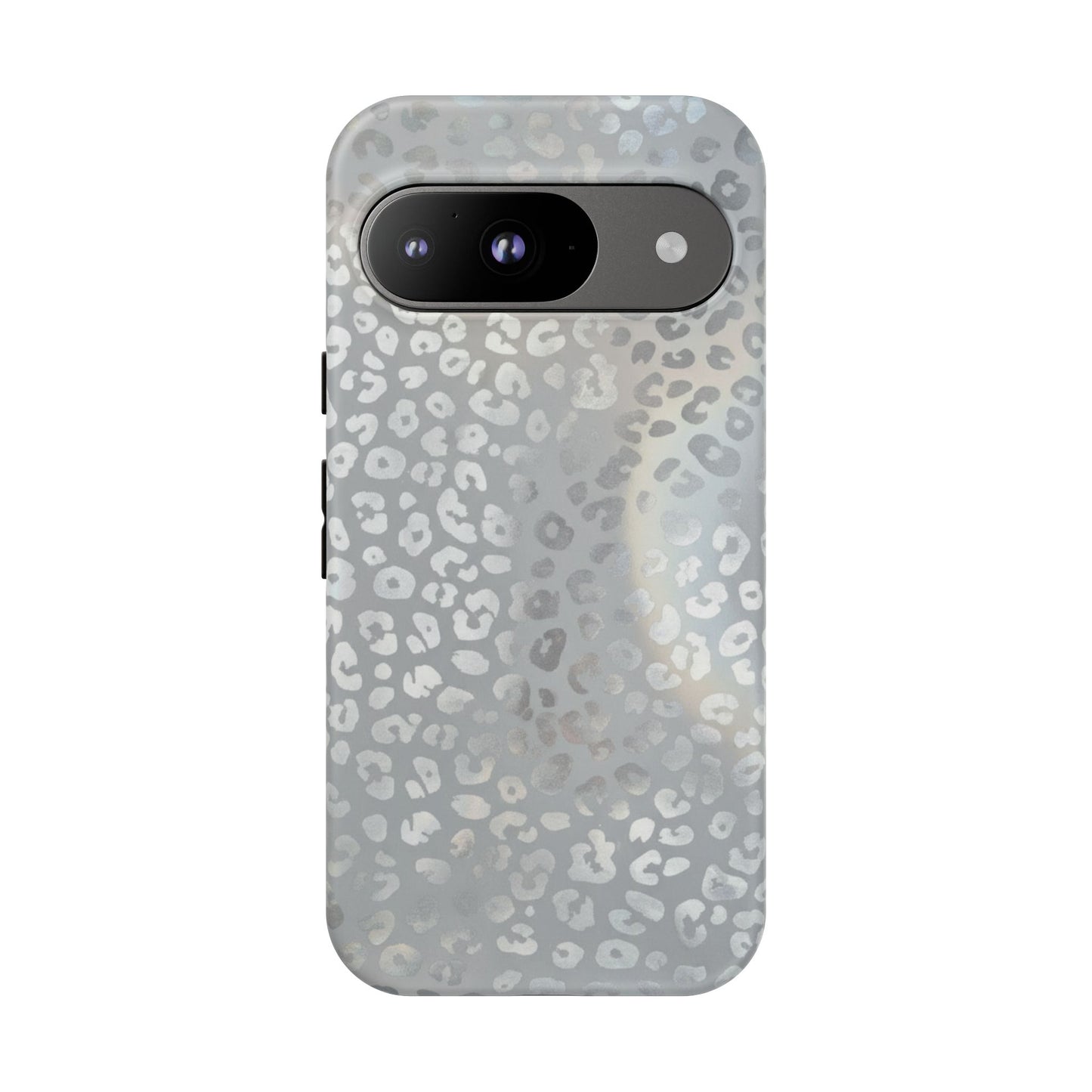 Grey Leopard Print Tough Phone Case — Durable Protective iPhone Cover