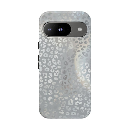 Grey Leopard Print Tough Phone Case — Durable Protective iPhone Cover
