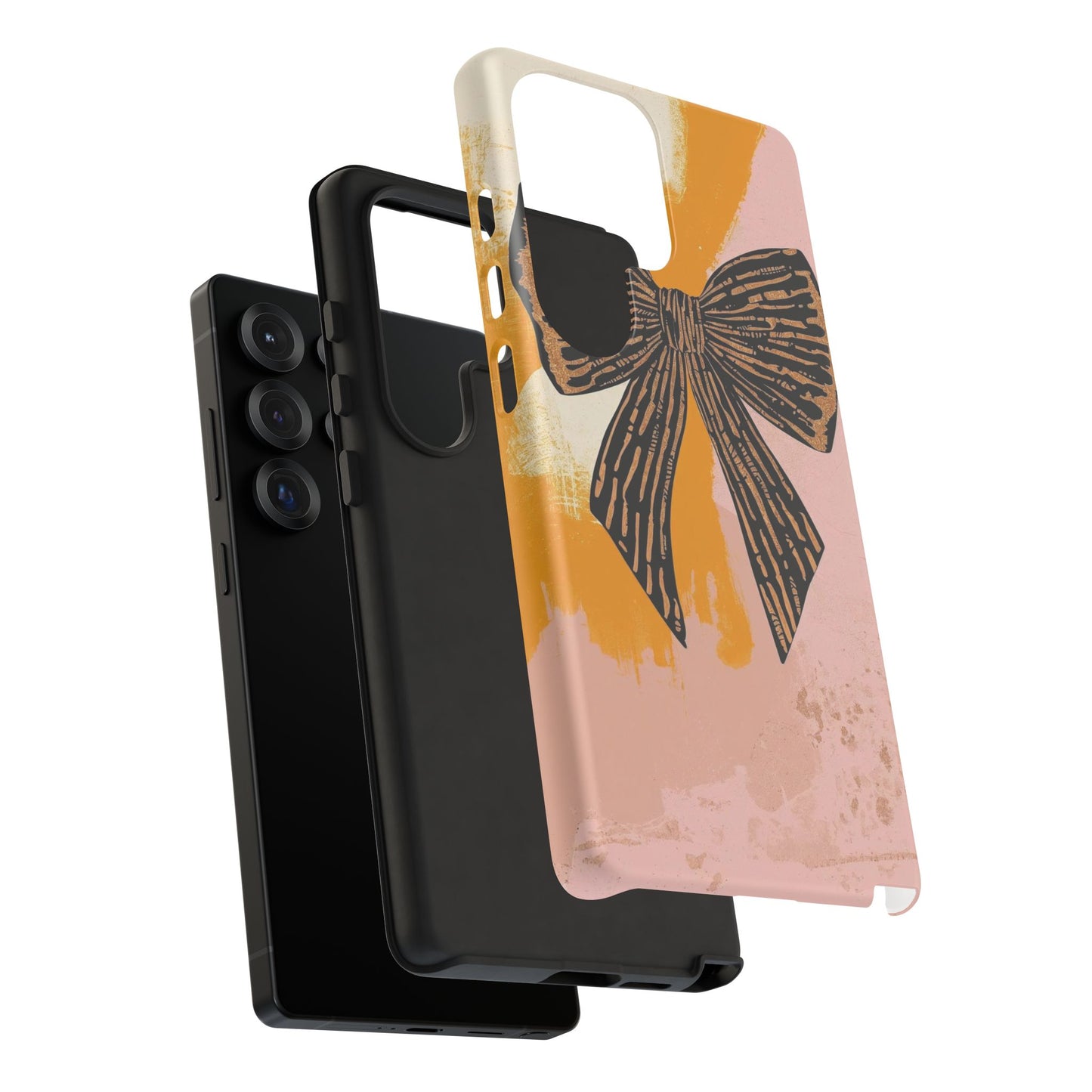 Bow Brushstroke Tough Phone Case — Pink & Mustard