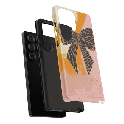 Bow Brushstroke Tough Phone Case — Pink & Mustard