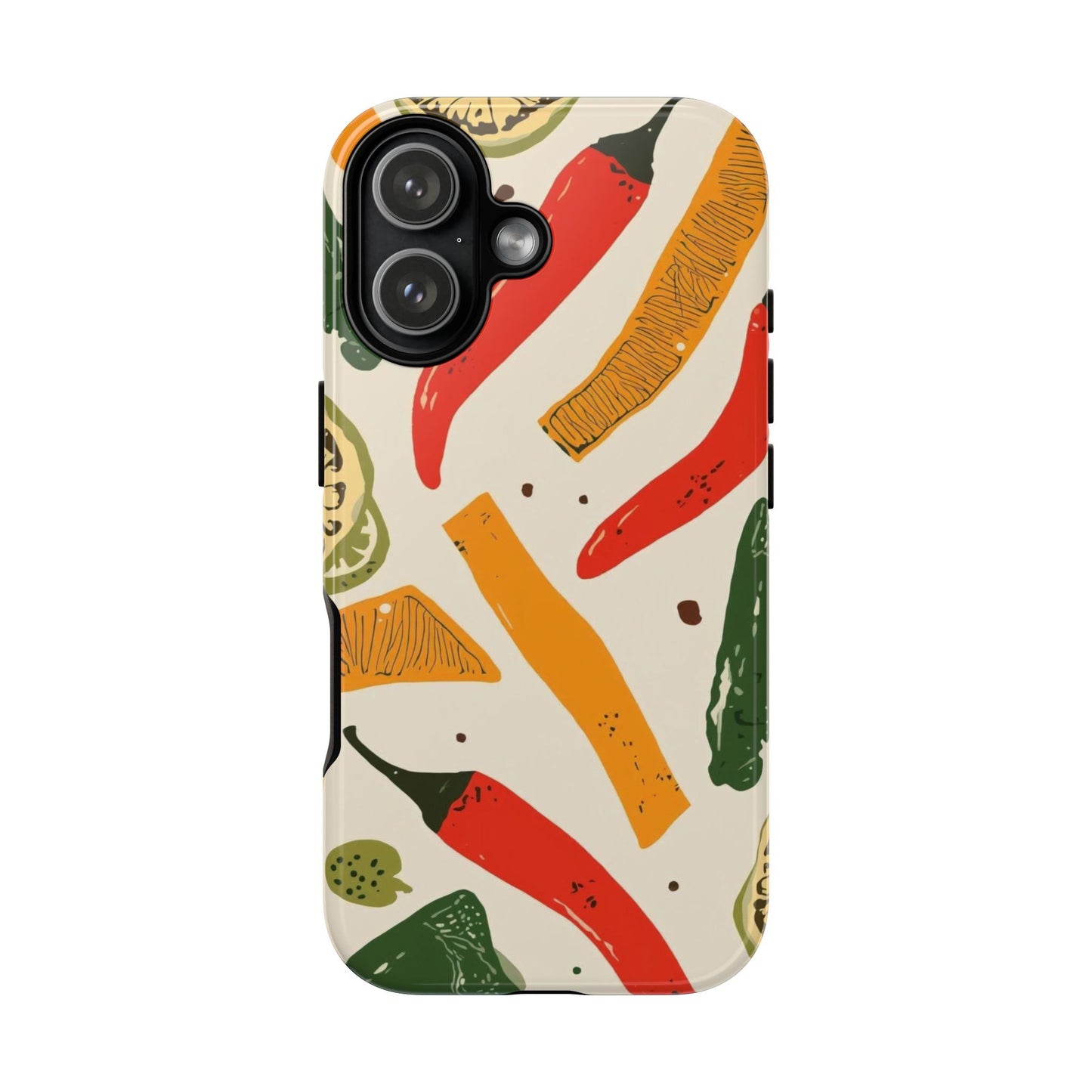Spicy Peppers Phone Case – Colorful Chili, Lime & Citrus Pattern
