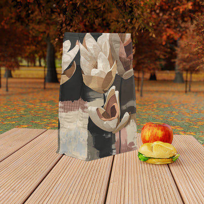 Floral Abstract Polyester Lunch Bag, Eco-Friendly, Beach Day Essentials, Picnic, Back to School, Vibrant Summer Vibe