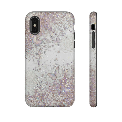 Butterfly Glitter Tough Phone Case — Floral Sparkle Protective Case