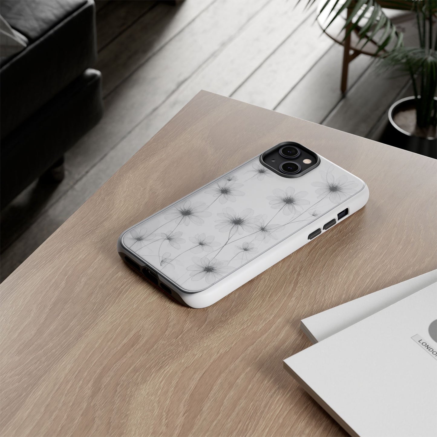 Tough Case — Black & White Floral Tough Phone Case