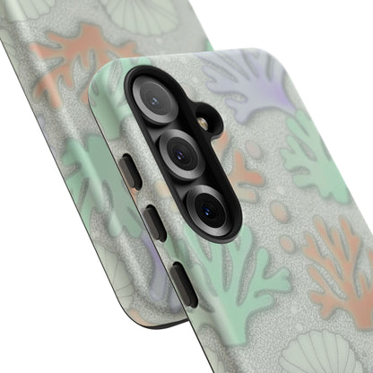 Pastel Coral Reef Tough Phone Case – Sea Shell & Coral Pattern Durable Protector