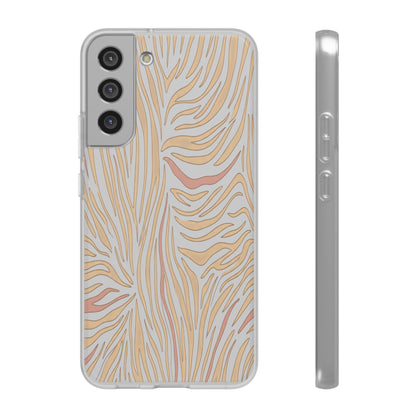Neutral Zebra Print Flexi Case — Beige & Rose Gold Animal Pattern Phone Cover