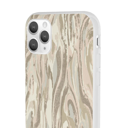 Neutral Marble Swirl Flexi Phone Case — Beige Abstract Protective Cover