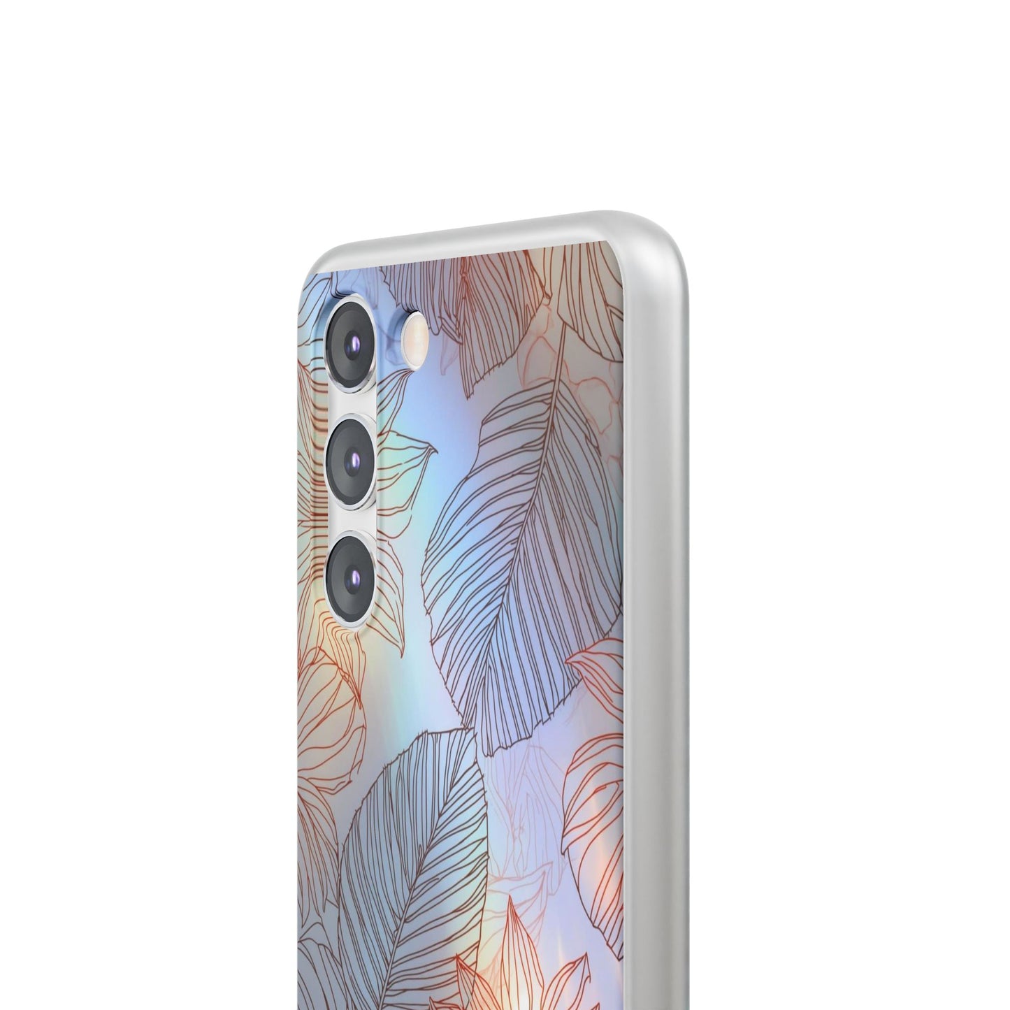 Floral Holographic Phone Case — Iridescent Leaves & Flowers Flexi Case