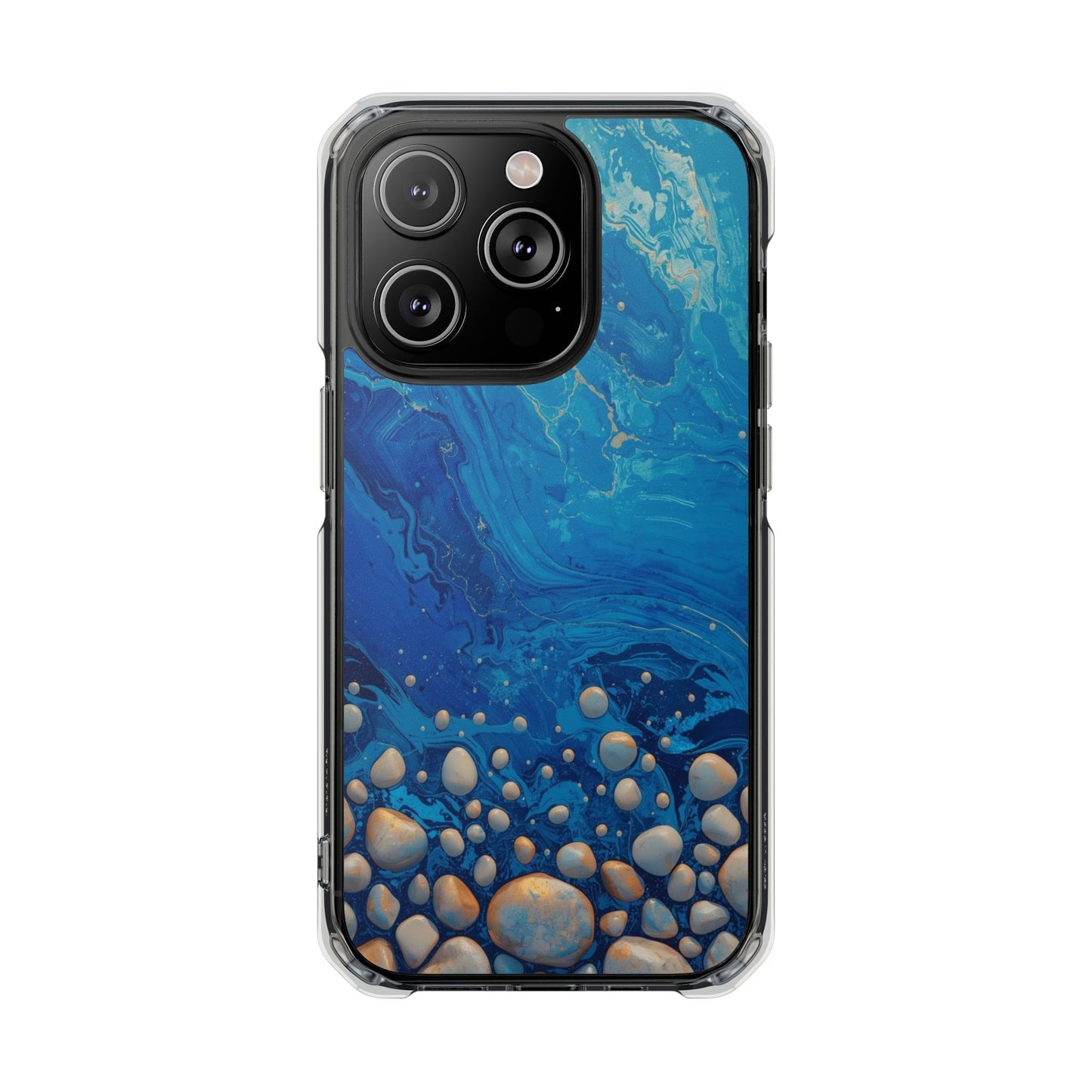 Clear Magnetic Phone Case — Blue Ocean Pebble Design