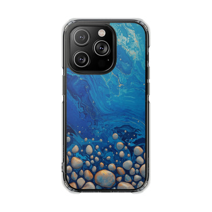 Clear Magnetic Phone Case — Blue Ocean Pebble Design