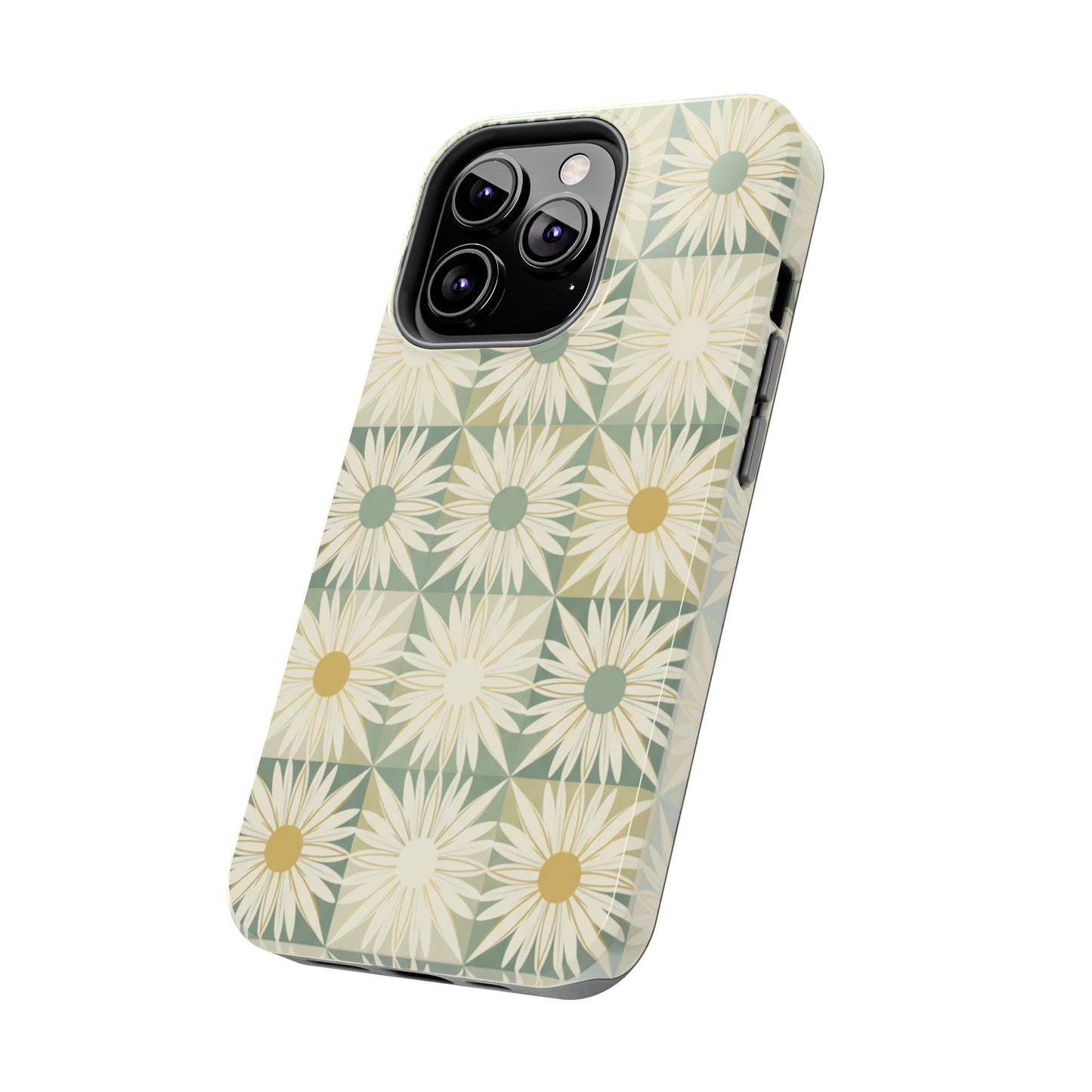 Retro Daisy Tough Phone Case — Vintage Floral Protective Cover for iPhone