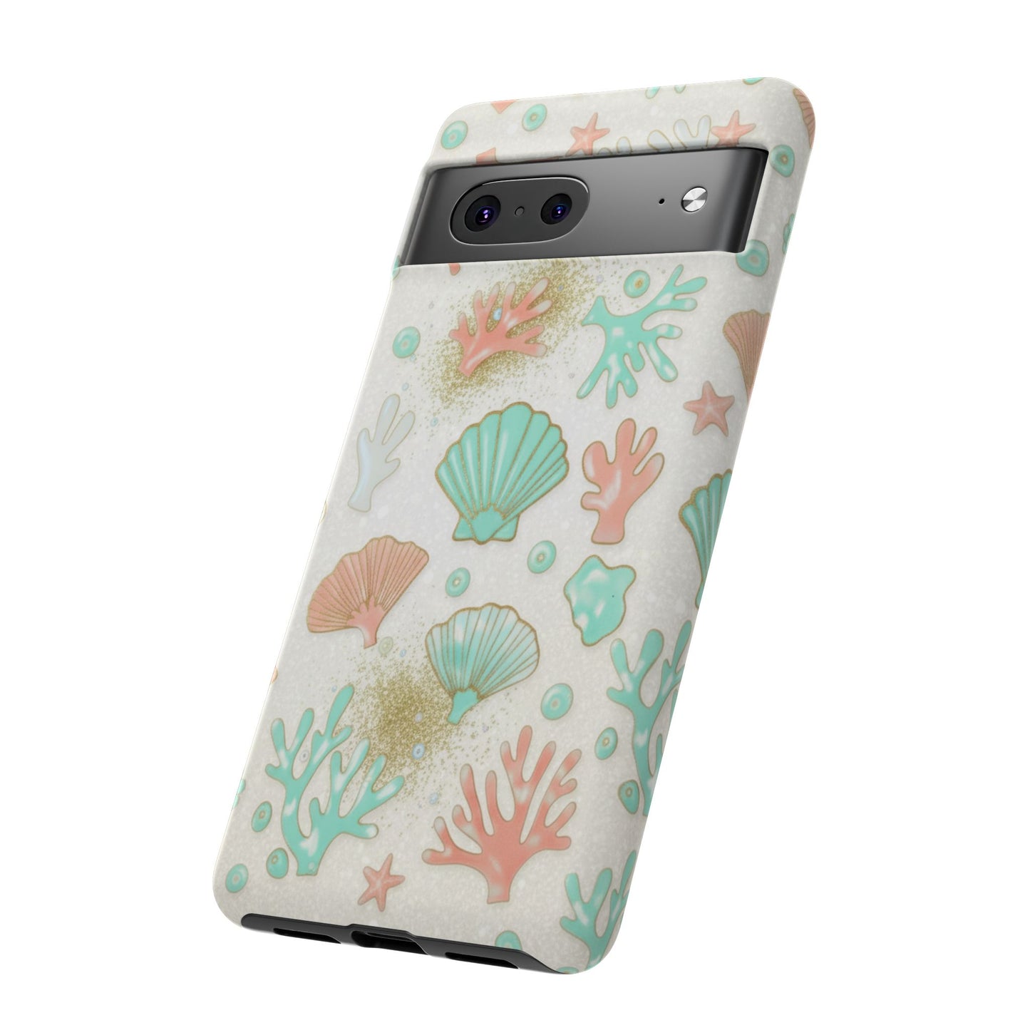 Seashell Coral Phone Case — Pastel Beach Shells Protective Tough Case