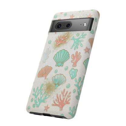 Seashell Coral Phone Case — Pastel Beach Shells Protective Tough Case