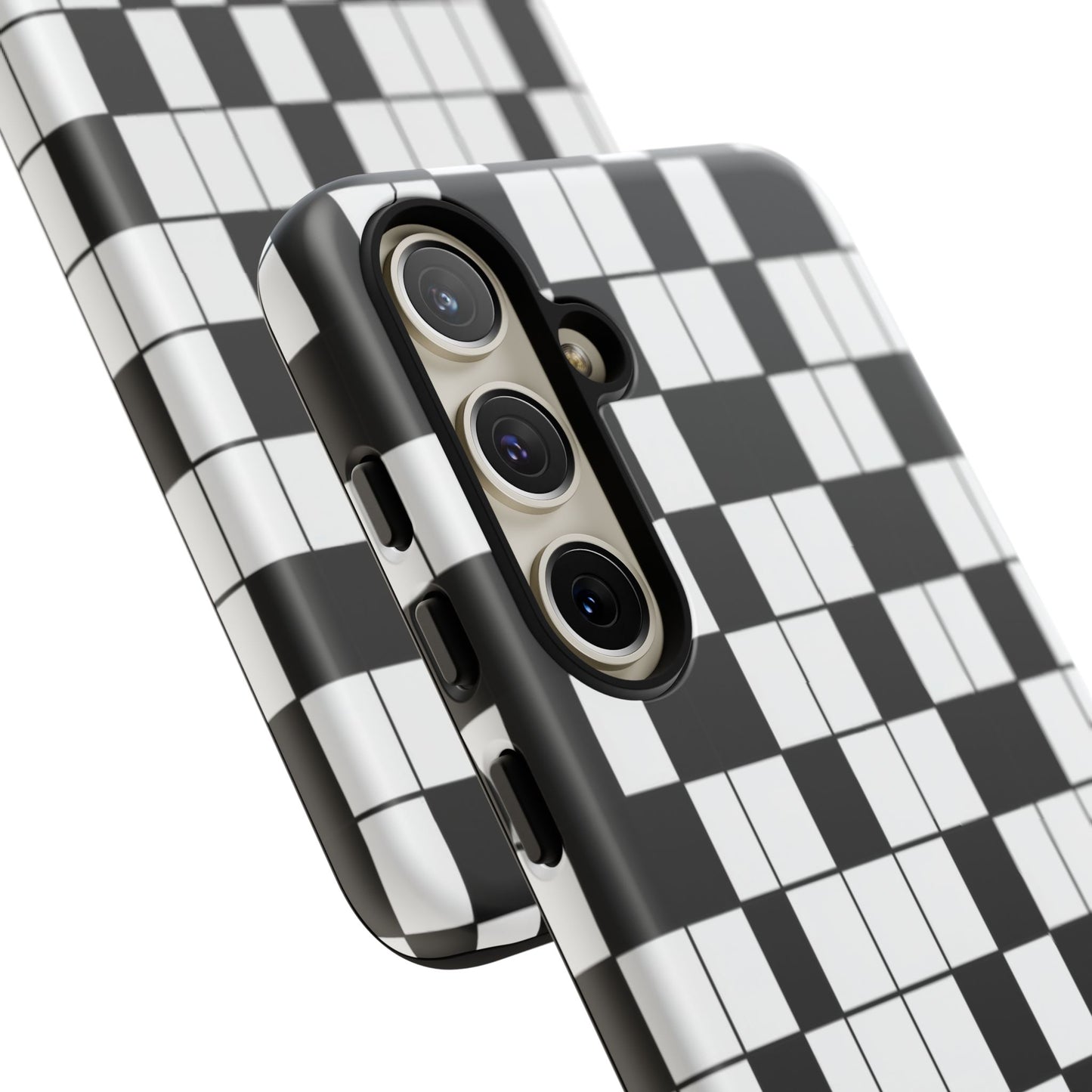 Crossword Grid Phone Case — Black & White Puzzle Pattern Tough Phone Cover
