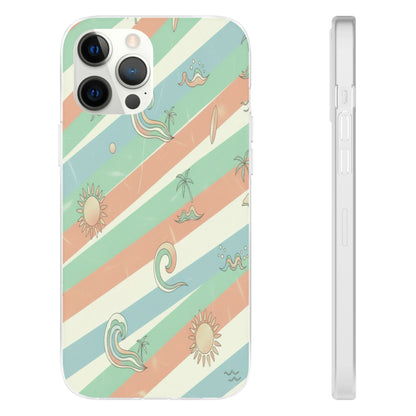 Beach Vibes Phone Case — Retro Pastel Surf & Palm Protective Flexi Case