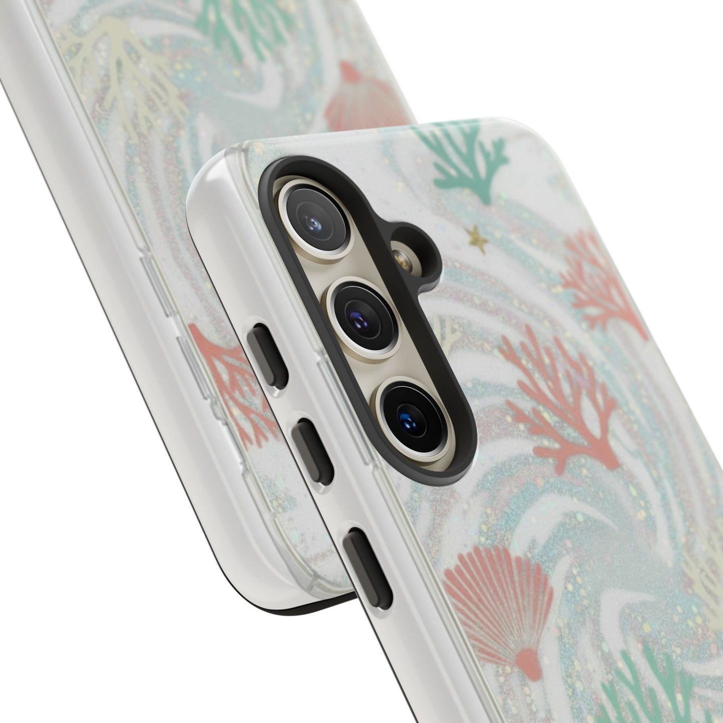 Seafoam Coral Tough Phone Case - Pastel Ocean Wave Design