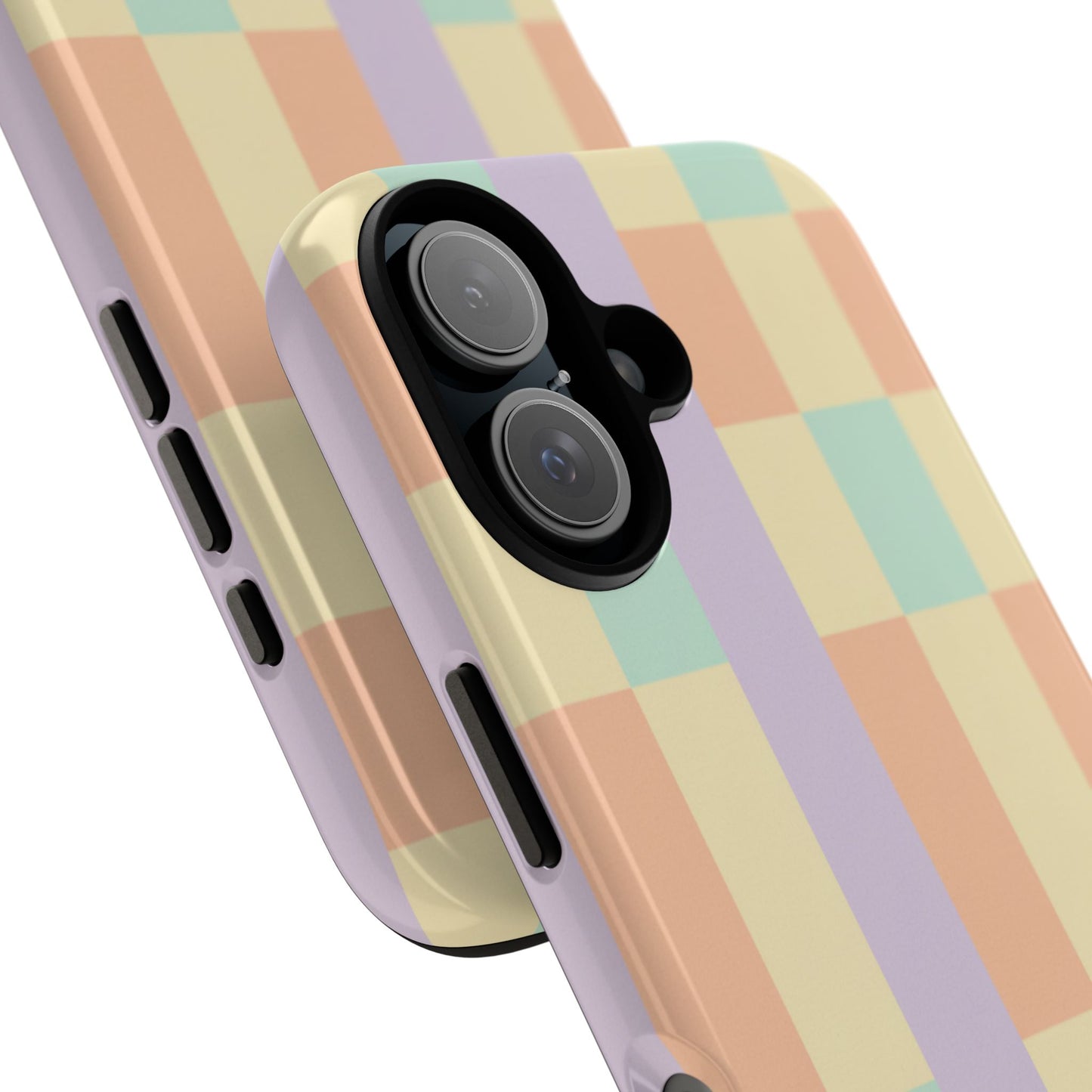 Pastel Checkered Phone Case — Retro Stripe Tough Case