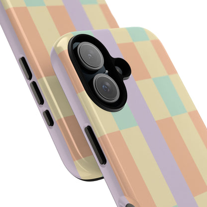 Pastel Checkered Phone Case — Retro Stripe Tough Case