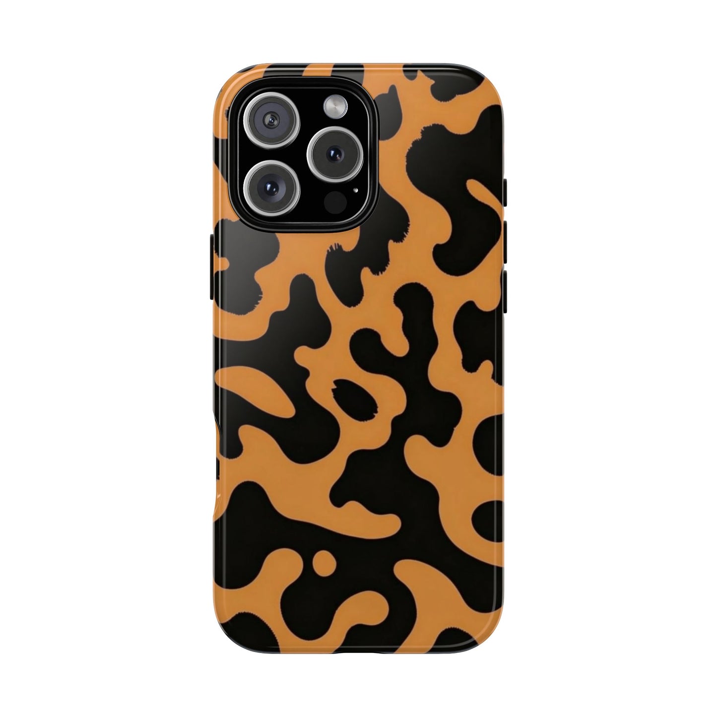 Leopard Print Phone Case — Orange & Black Tough Pattern Protective Cover