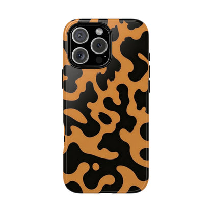Leopard Print Phone Case — Orange & Black Tough Pattern Protective Cover