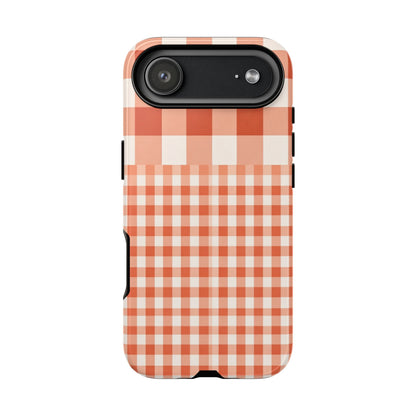 Buffalo Check Tough Phone Case — Orange Gingham Protective Cover