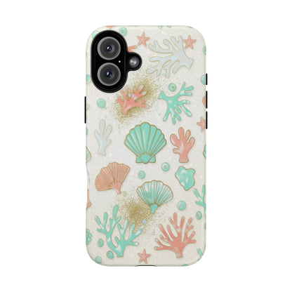 Seashell Coral Phone Case — Pastel Beach Shells Protective Tough Case