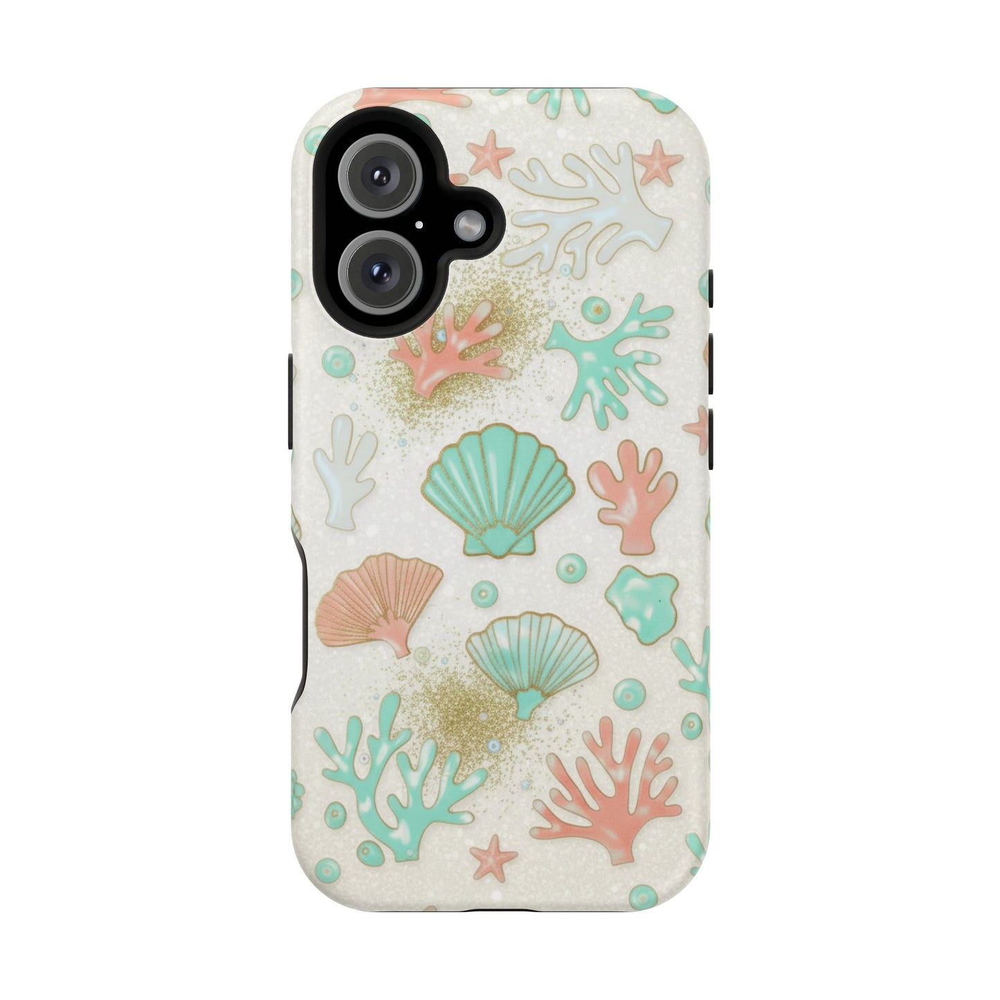 Sea Shells Magnetic Impact Phone Case — Pastel Coral & Teal Beach Design