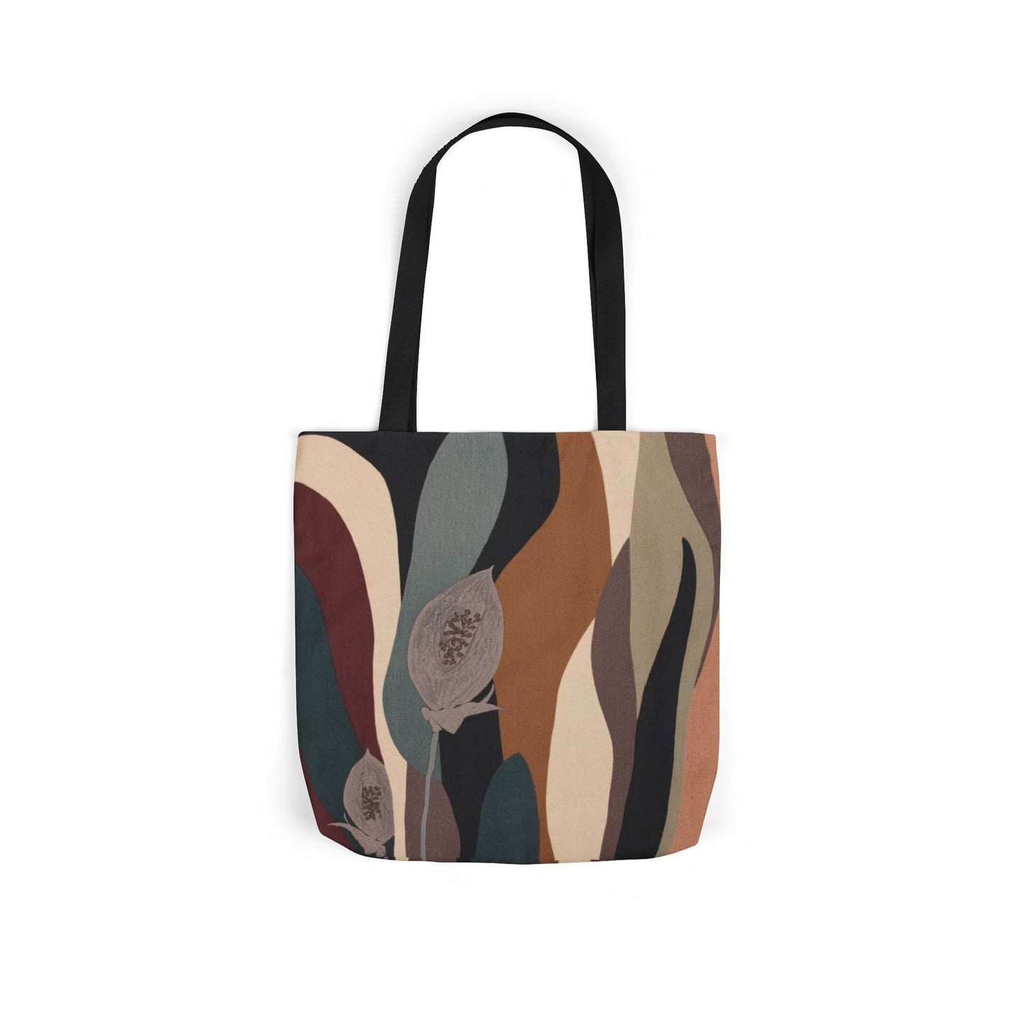 Abstract Floral Canvas Tote — Earth Tone Boho Market Bag