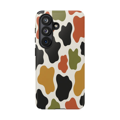 Camouflage Pattern Tough Phone Case – Retro Olive, Rust & Mustard Protective Cover