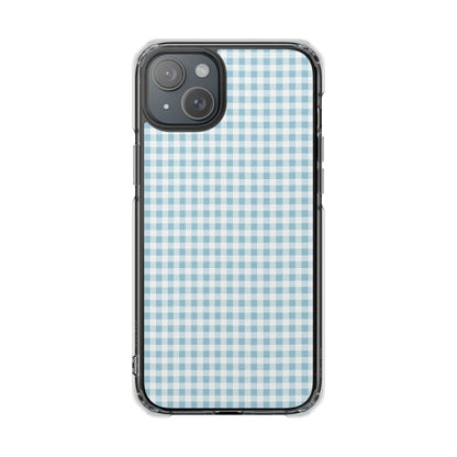 Blue Gingham Clear Magnetic Phone Case