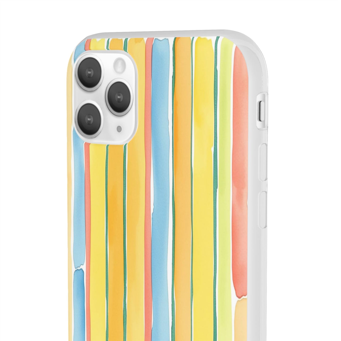 Watercolor Stripe Phone Case — Bright Pastel Vertical Stripes Protective Flexi Case