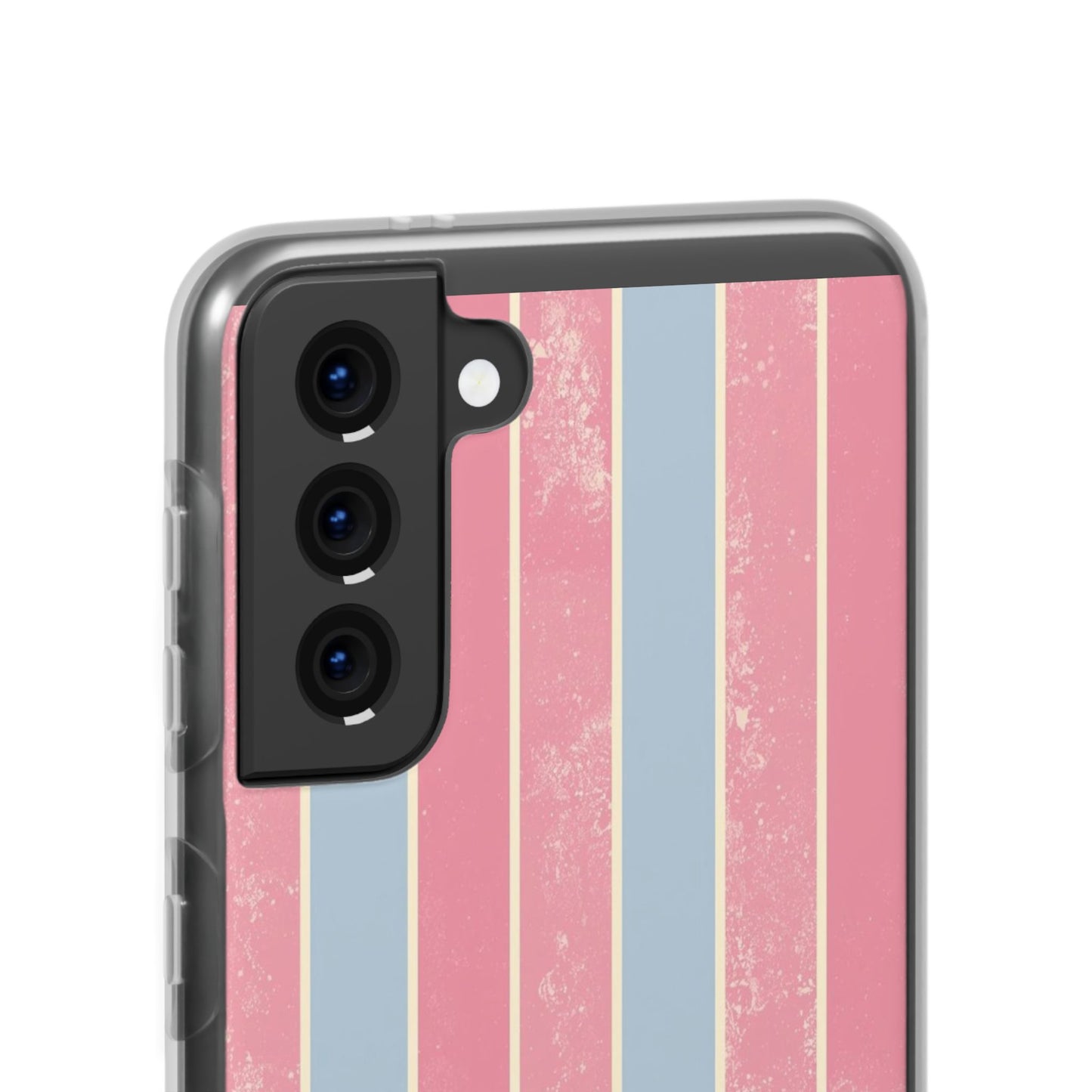 Striped Pink & Blue Phone Case — Retro Pastel Flexi Case