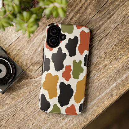 Camouflage Pattern Tough Phone Case – Retro Olive, Rust & Mustard Protective Cover