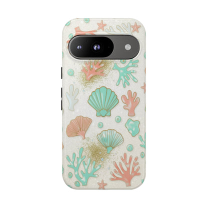 Seashell Coral Phone Case — Pastel Beach Shells Protective Tough Case