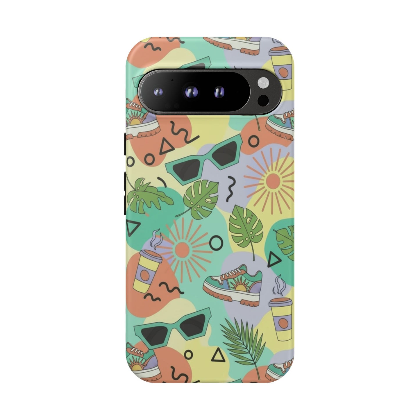 Tropical Summer Phone Case — Retro Sunglasses, Sneakers & Palm Pattern