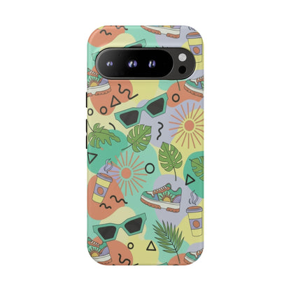 Tropical Summer Phone Case — Retro Sunglasses, Sneakers & Palm Pattern