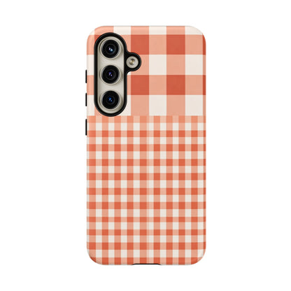 Buffalo Check Tough Phone Case — Orange Gingham Protective Cover