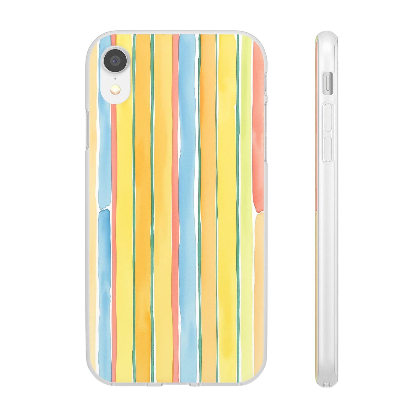 Watercolor Stripe Phone Case — Bright Pastel Vertical Stripes Protective Flexi Case