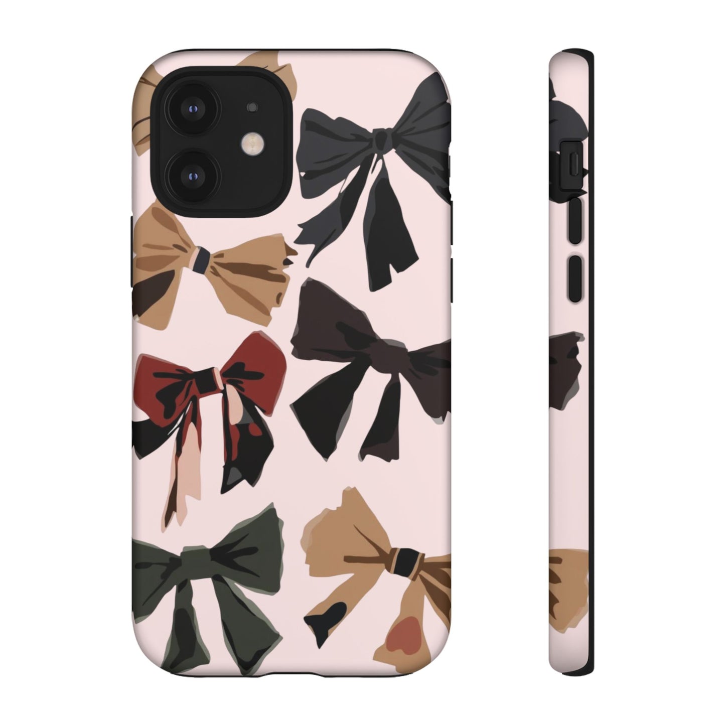 Bow Pattern Phone Case - Pink, Brown & Black Bows Protective Cover