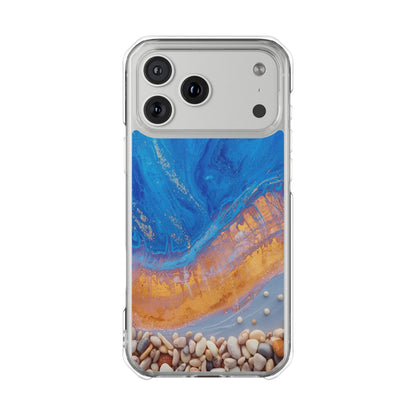 Clear Magnetic Impact Phone Case — Blue Ocean Resin & Pebble Design