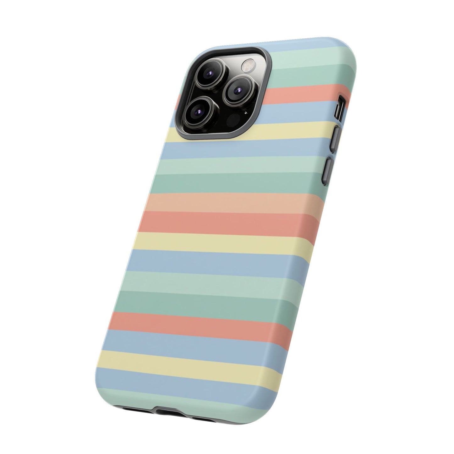 Pastel Striped Phone Case — Retro Horizontal Multi-Color Tough Case