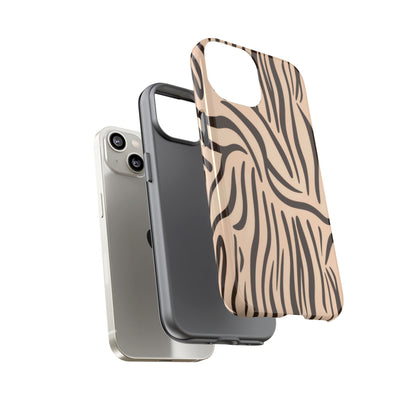 Zebra Stripe Tough Phone Case – Neutral Animal Print Protective Cover
