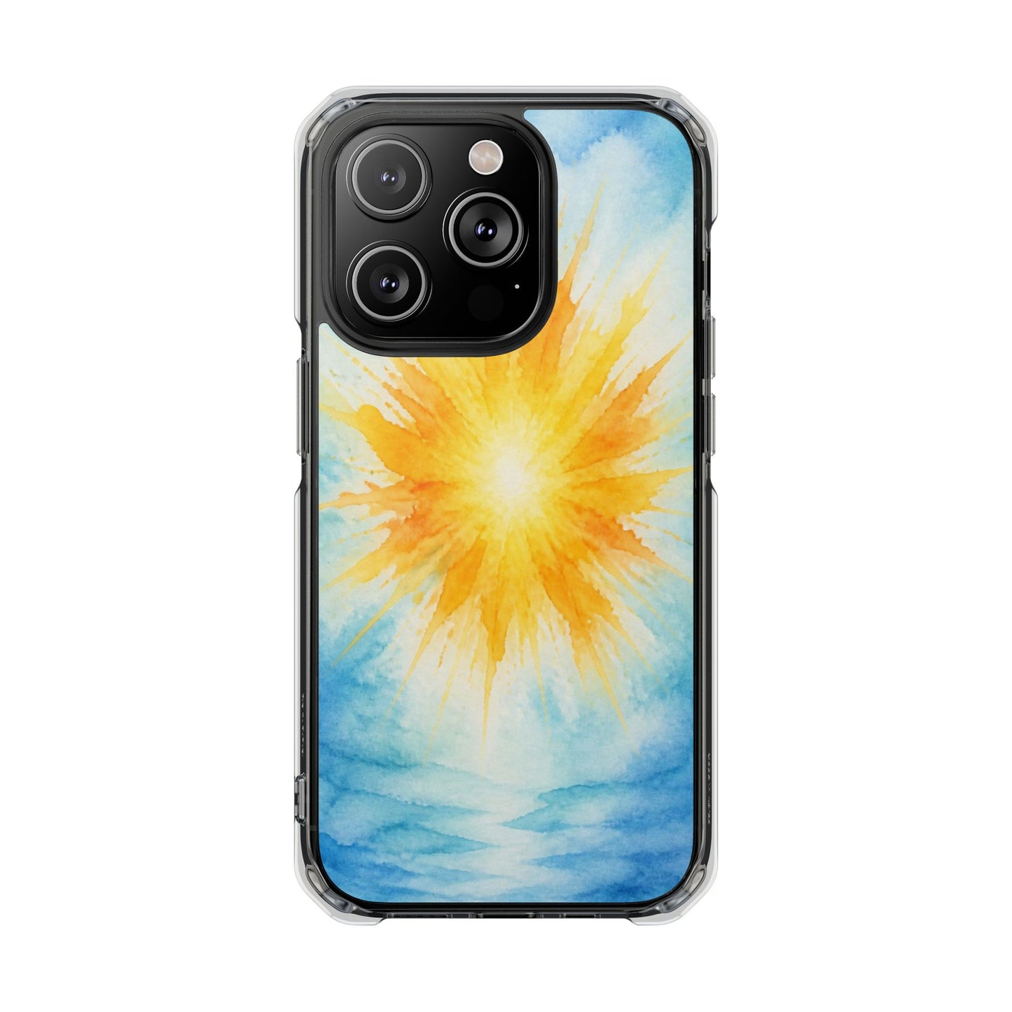Clear Magnetic Phone Case — Sunshine Watercolor Design