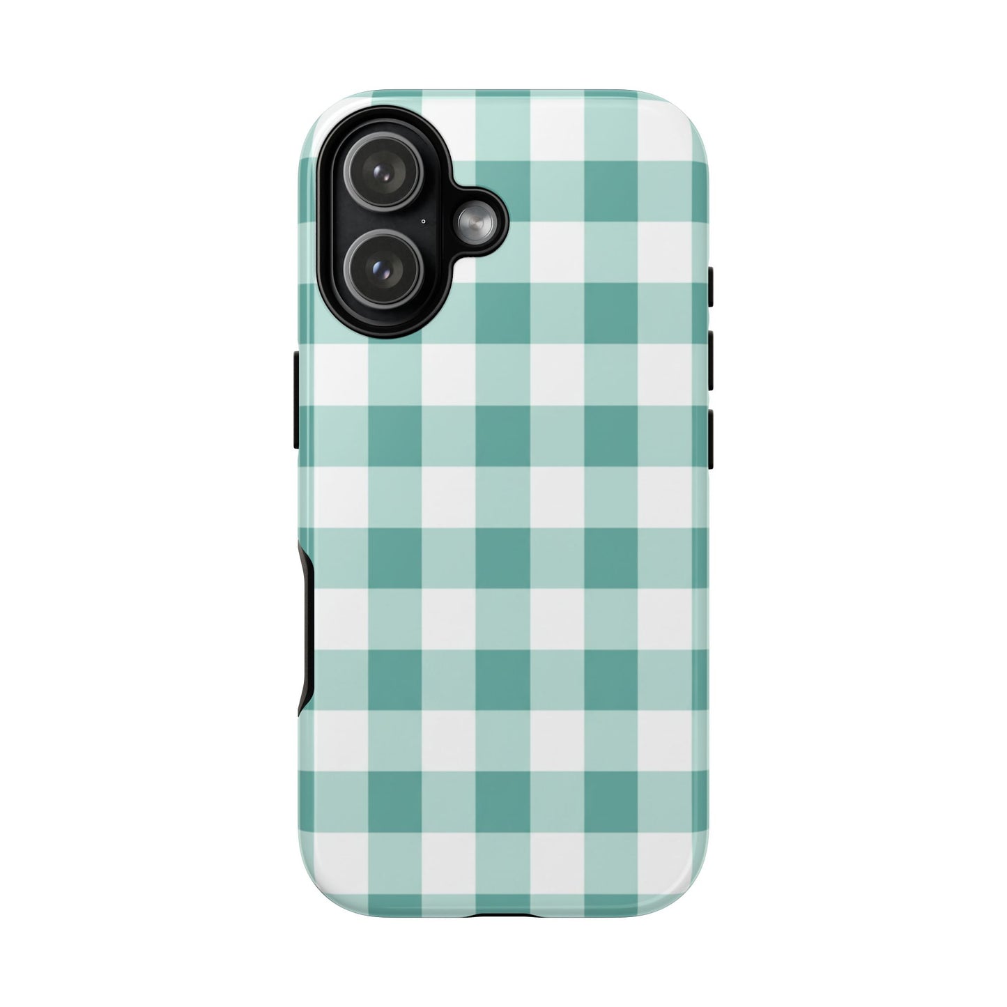Mint Green Buffalo Check Tough Phone Case — Durable Plaid Protective Cover