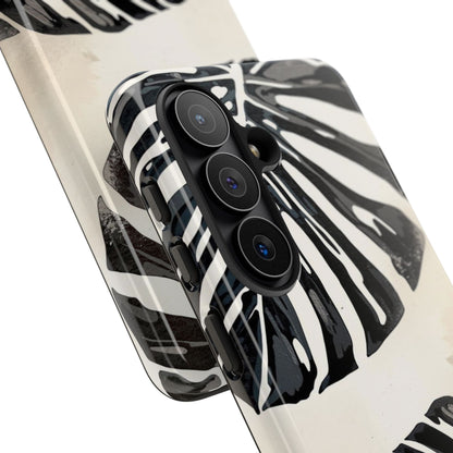 Monstera Leaf Tough Phone Case – Black & White Tropical Protective Case