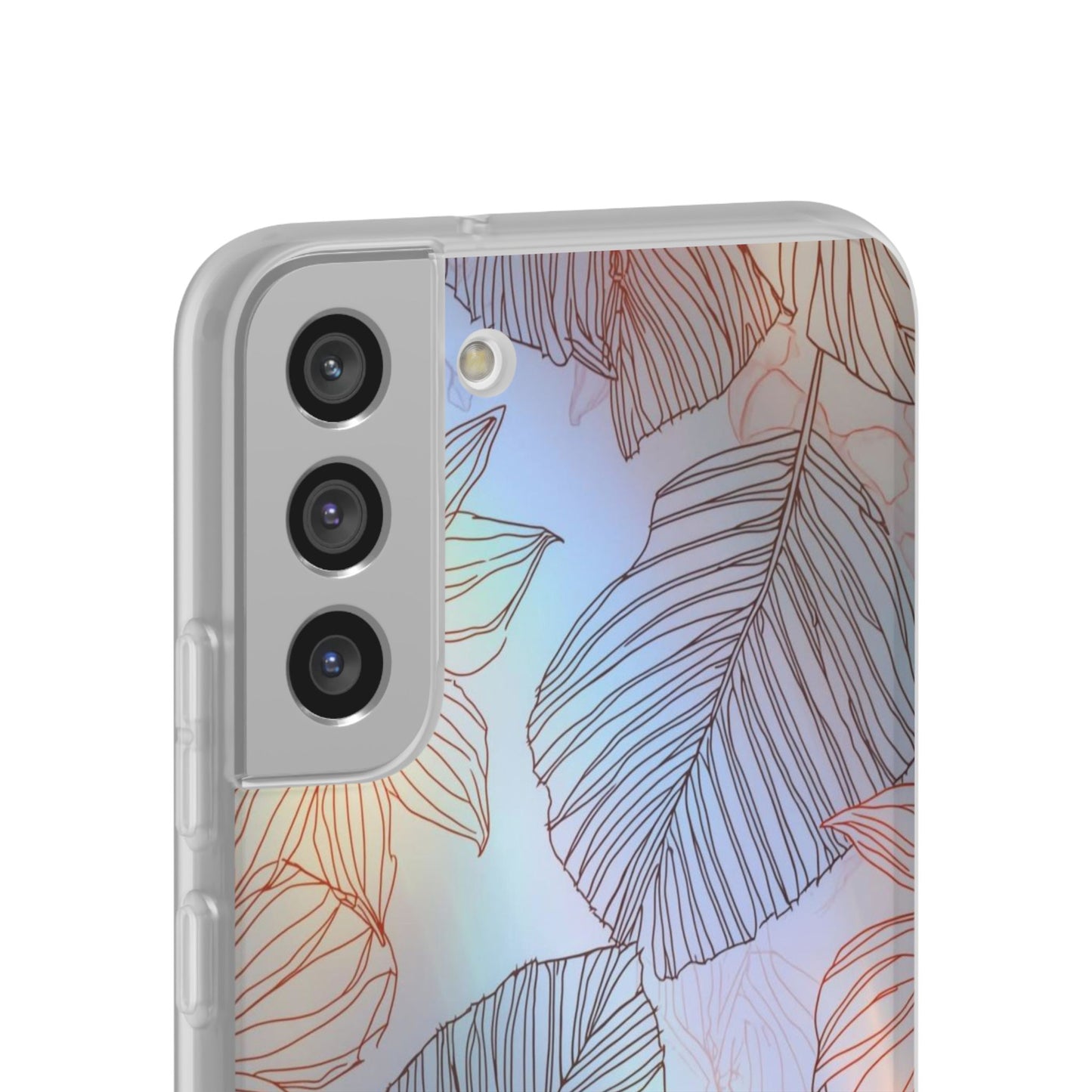 Floral Holographic Phone Case — Iridescent Leaves & Flowers Flexi Case