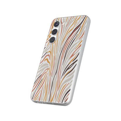 Marbled Neutral Stripe Phone Case — Abstract Beige & Terracotta Flexi Case