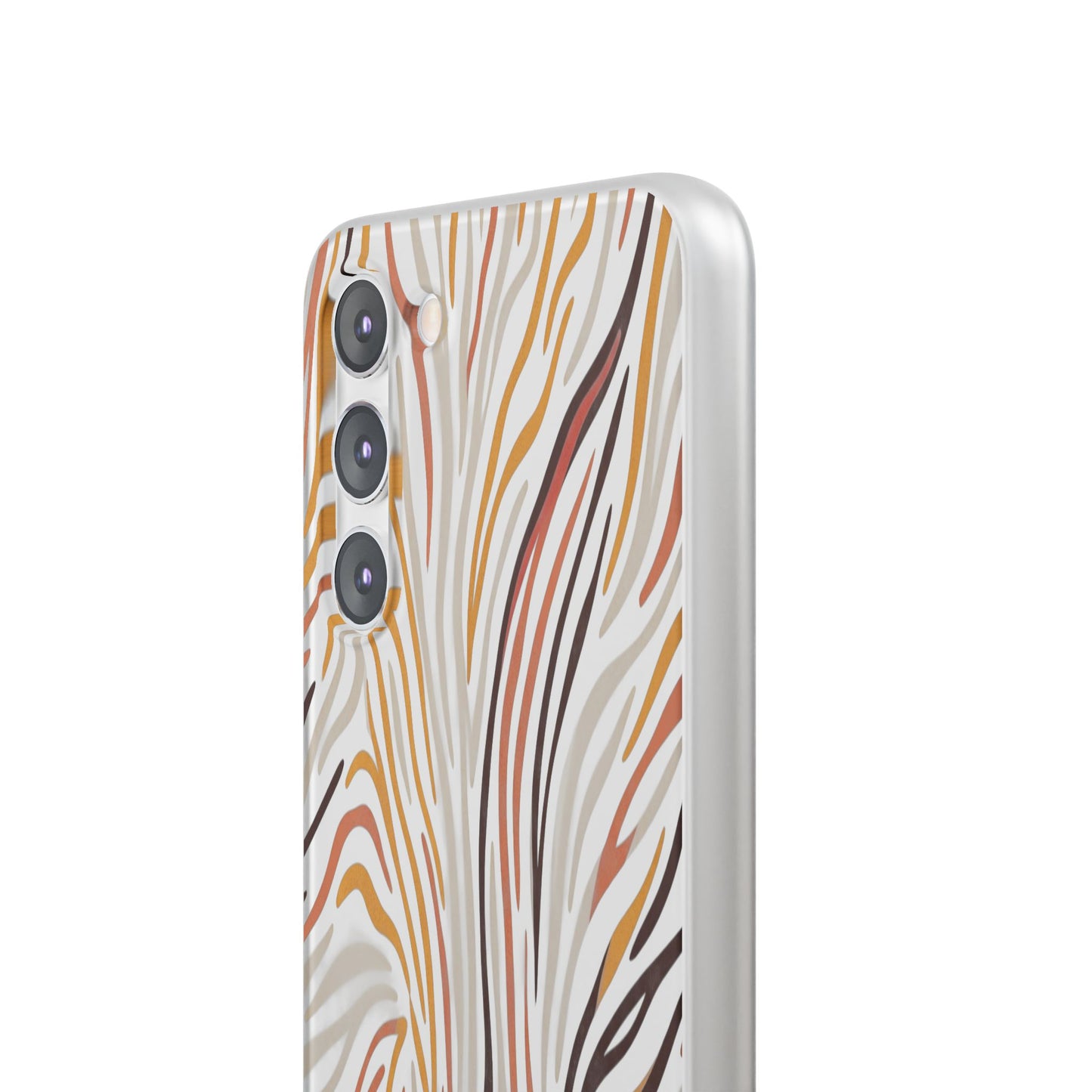 Marbled Neutral Stripe Phone Case — Abstract Beige & Terracotta Flexi Case